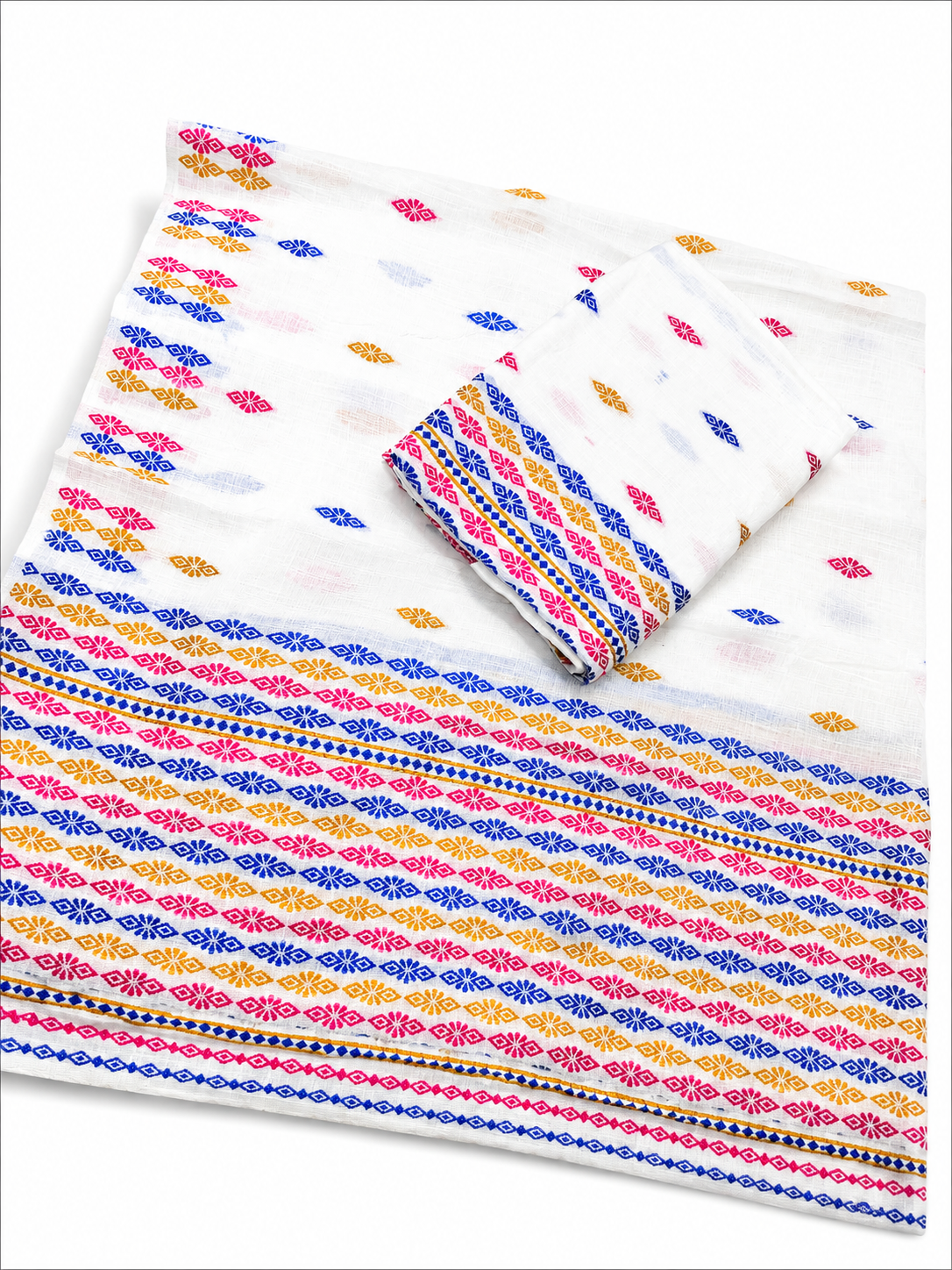 Mulicoloured Buwa 100% Premium Cotton-Fixed Pari, Pink